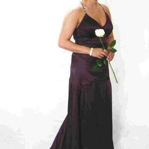 Jovani SILK Eggplant color. Prom/Formal Party Gown Draped Size 8, VTG 2005